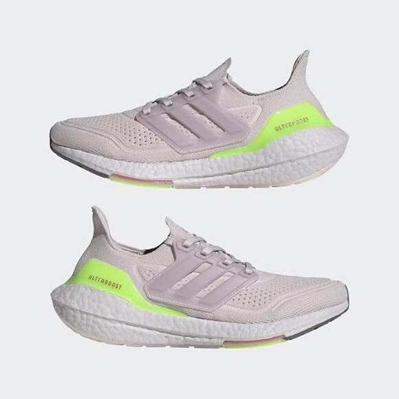 NEW Adidas Ultraboost 21 Women’s Running Shoes Lilac Lime Size 7 S23843 - Picture 2 of 8